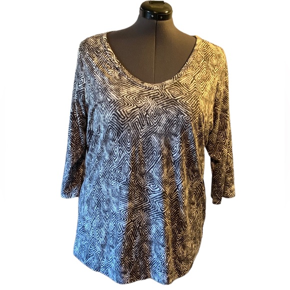 Relativity Tops - Relativity Scoop Neck 3/4 Sleeve T-Shirt * 2X